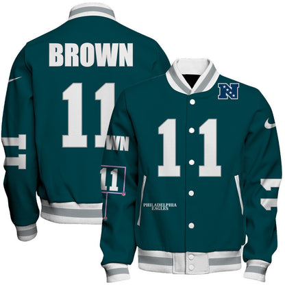 A. J. Brown #11 Philadelphia Eagles National Football League 2024 Unique Design Unisex Varsity Jacket - All-Over-Printed Jacket