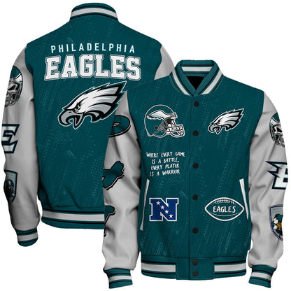 Philadelphia Eagles National Football League Conquer Every Field Unisex Varsity Jacket - All-Over-Printed Jacket