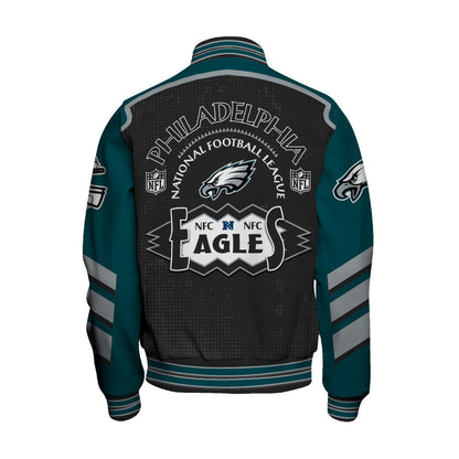 Philadelphia Eagles Football Team 2024- 25 Relentless Determination Unisex Varsity Jacket - All-Over-Printed Jacket