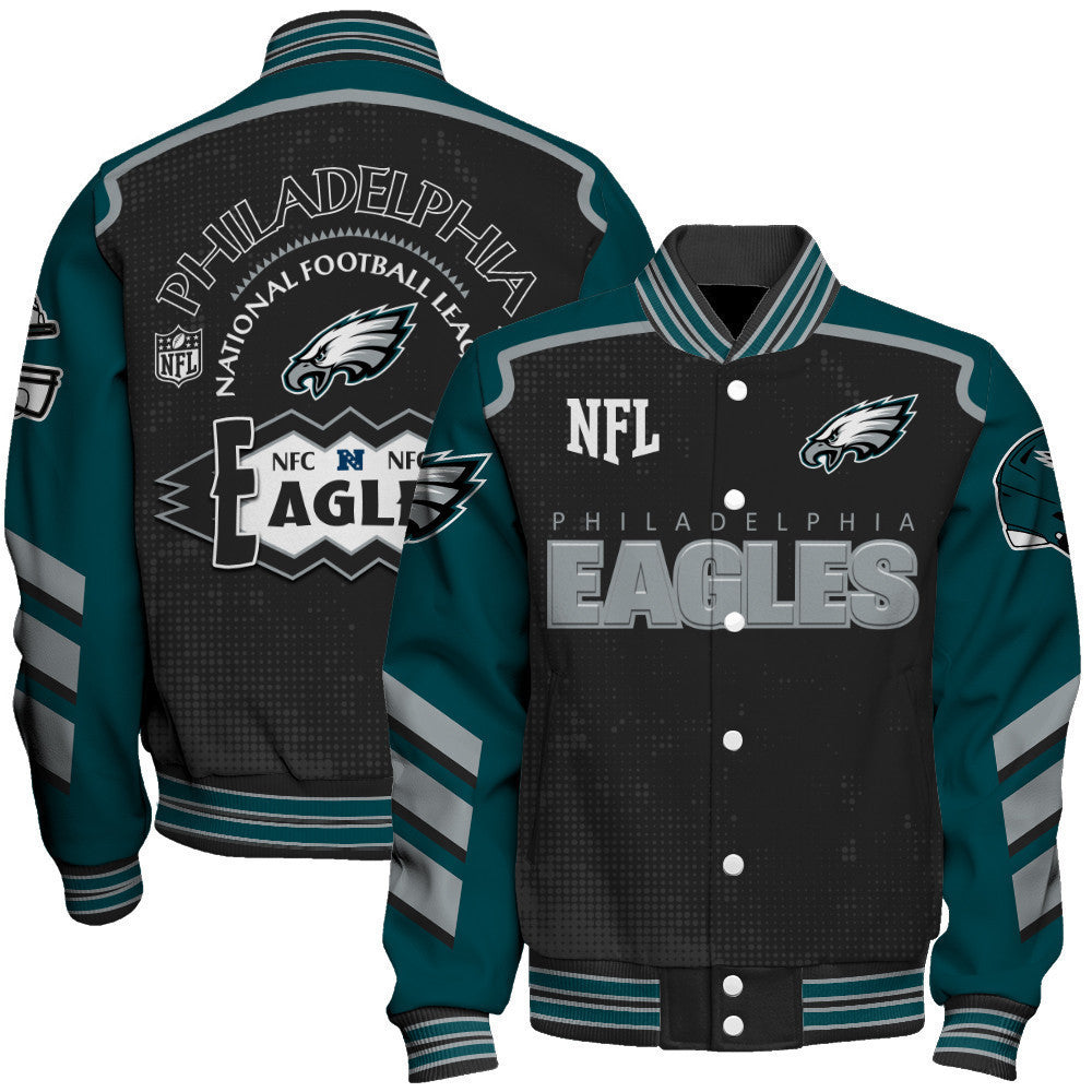 Philadelphia Eagles Football Team 2024- 25 Relentless Determination Unisex Varsity Jacket - All-Over-Printed Jacket