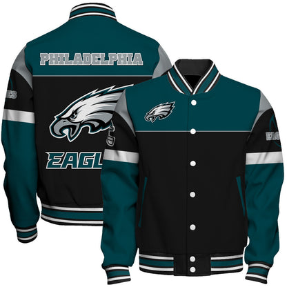 Philadelphia Eagles National Football League 2024 -25 Feel The Power Unisex Varsity Jacket - All-Over-Printed Jacket
