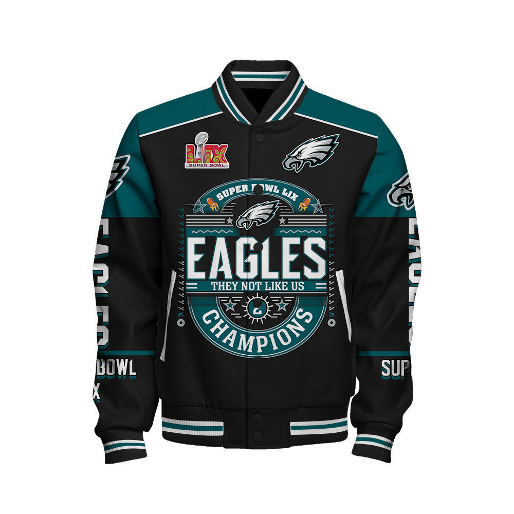 Philadelphia Eagles Super Bowl LIX Champions Shining At The Peak Of Glory Varsity Jacket - All-Over-Printed Jacket