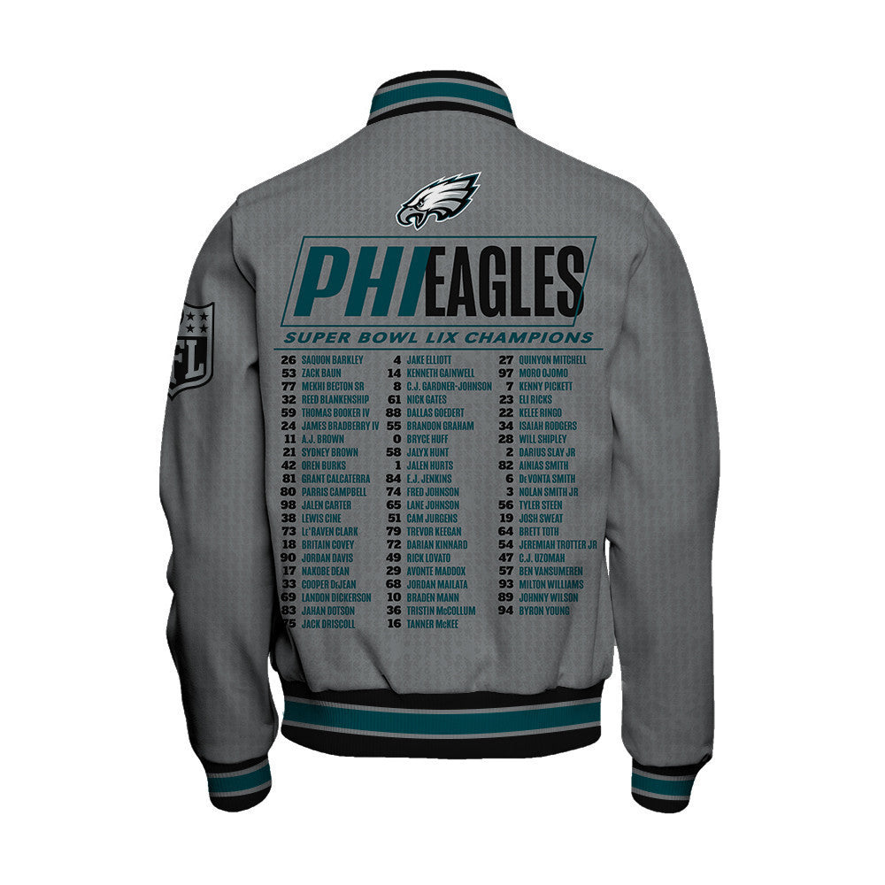 Philadelphia Eagles Super Bowl LIX Roster Varsity Jacket - All-Over-Printed Jacket