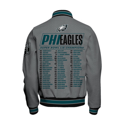 Philadelphia Eagles Super Bowl LIX Roster Varsity Jacket - All-Over-Printed Jacket