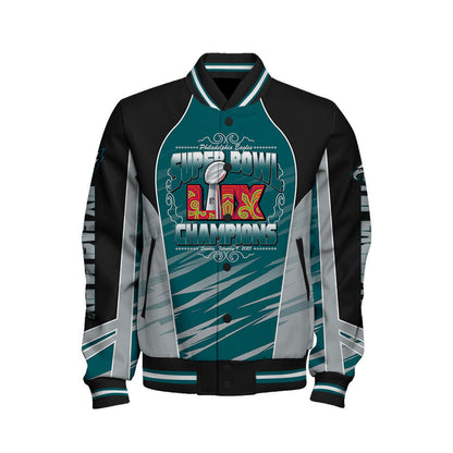 Philadelphia Eagles Super Bowl LIX Champions Clutch Moments Varsity Jacket - All-Over-Printed Jacket