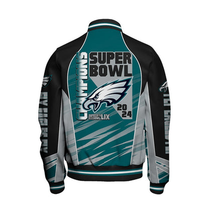 Philadelphia Eagles Super Bowl LIX Champions Clutch Moments Varsity Jacket - All-Over-Printed Jacket