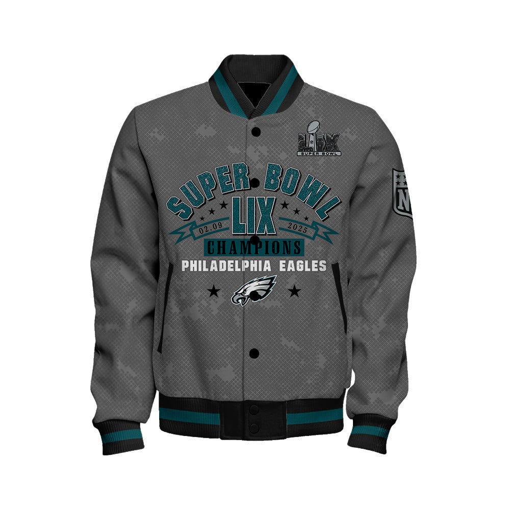 Philadelphia Eagles Super Bowl LIX Champions Victory Secured Varsity Jacket - All-Over-Printed Jacket