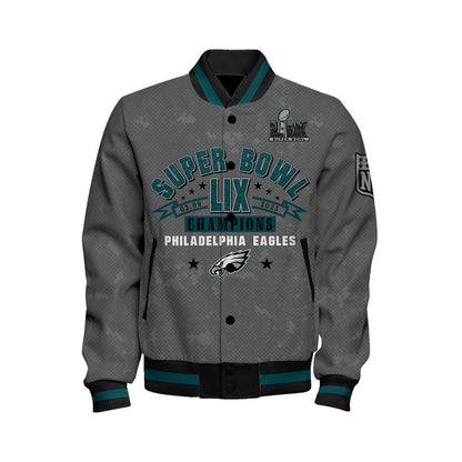 Philadelphia Eagles Super Bowl LIX Champions Victory Secured Varsity Jacket - All-Over-Printed Jacket