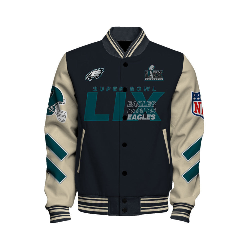 Philadelphia Eagles Super Bowl LIX Champions A Historic Win Varsity Jacket - All-Over-Printed Jacket