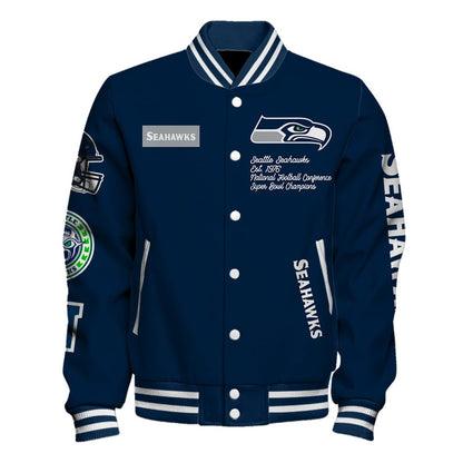 Seattle Seahawks NFL Team Legacy American Football Full-Snap Varsity Jacket
