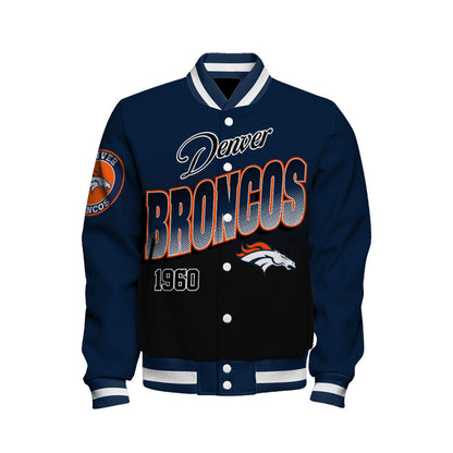 Denver Broncos Stylish Gradient Color Scheme Varsity Jacket