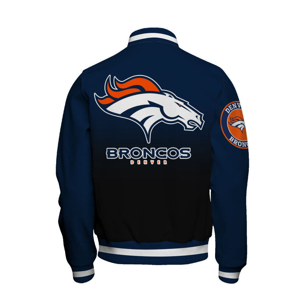 Denver Broncos Stylish Gradient Color Scheme Varsity Jacket