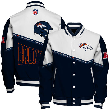 Denver Broncos College-Inspired Style Featuring Exclusive Artwork Varsity Jacket