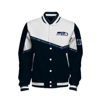 Seattle Seahawks College-Inspired Style Featuring Exclusive Artwork Varsity Jacket