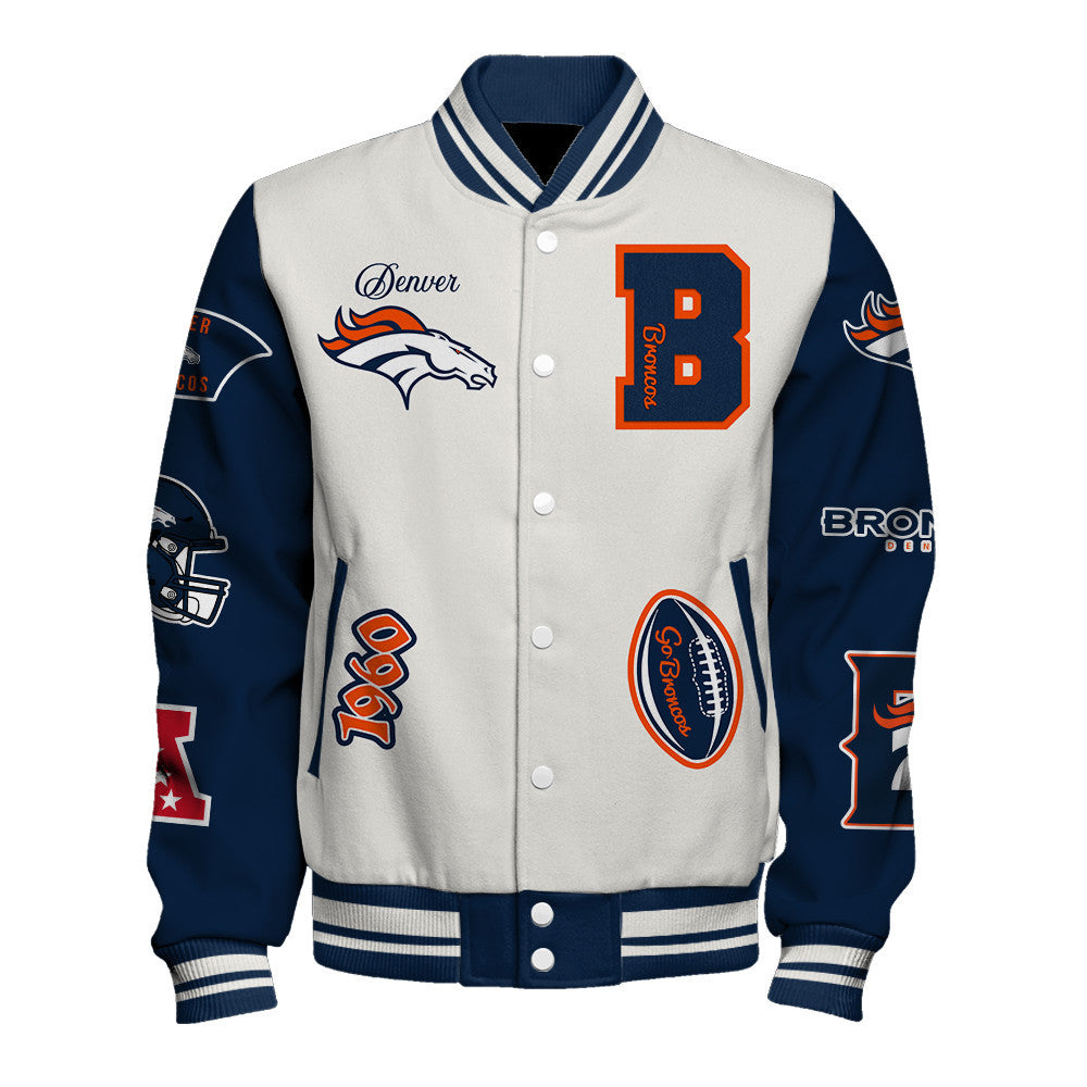 Denver Broncos Nation Primary Logo Sports Night Classic Varsity Jacket