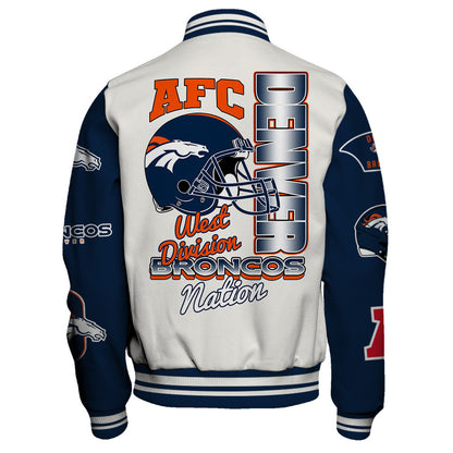 Denver Broncos Nation Primary Logo Sports Night Classic Varsity Jacket