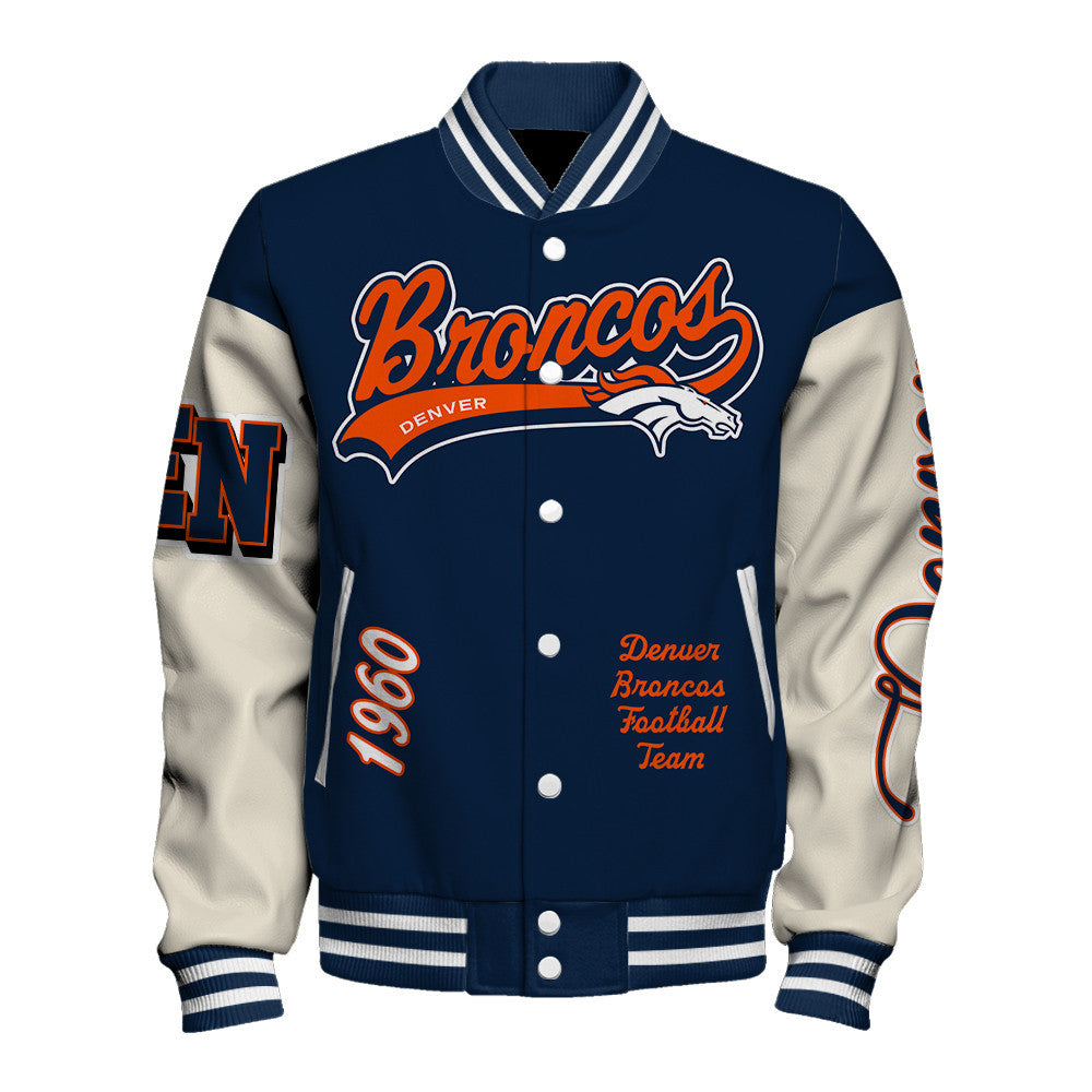 NFL Denver Broncos Iconic Letterman Heritage Meets Style Varsity Jacket