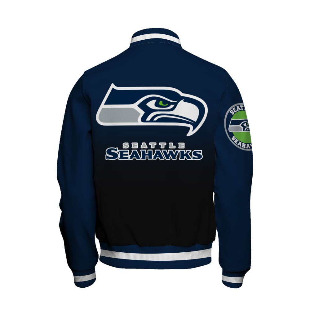 Seattle Seahawks Stylish Gradient Color Scheme Varsity Jacket