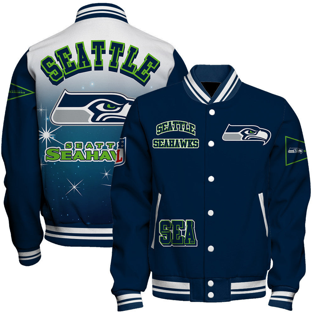 Seattle Seahawks Style Inspired By The Night Sky Varsity Jacket