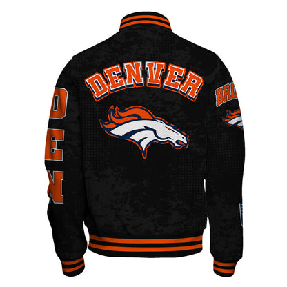 Denver Broncos NFL Blended Logo New Era Street Style Black Varsity Jacket