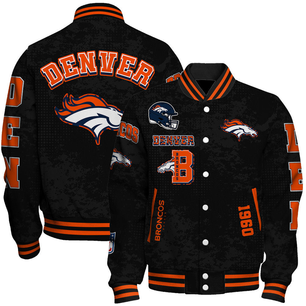 Denver Broncos NFL Blended Logo New Era Street Style Black Varsity Jacket