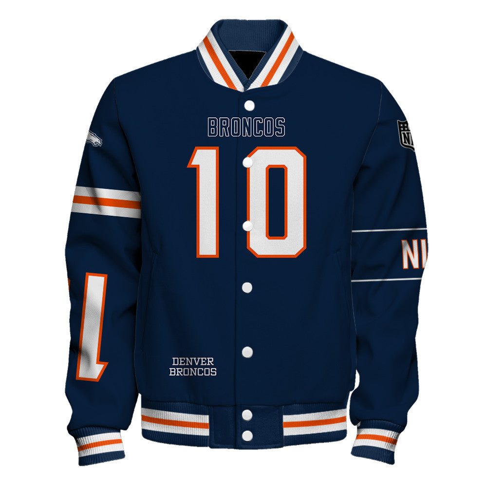 Bo Nix Navy Denver Broncos Player NFL Varsity Jacket
