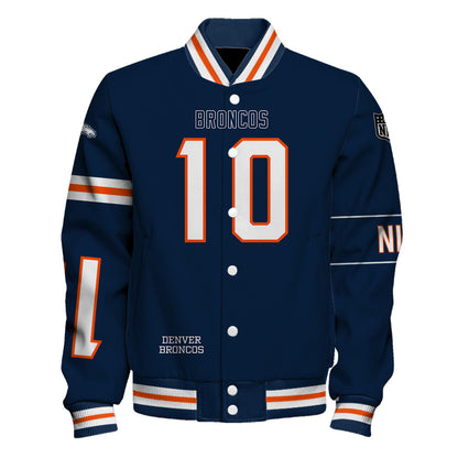 Bo Nix Navy Denver Broncos Player NFL Varsity Jacket