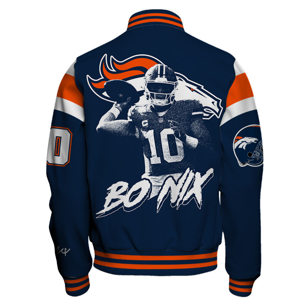 Bo Nix Denver Broncos NFL Retro Style Autographed Varsity Jacket