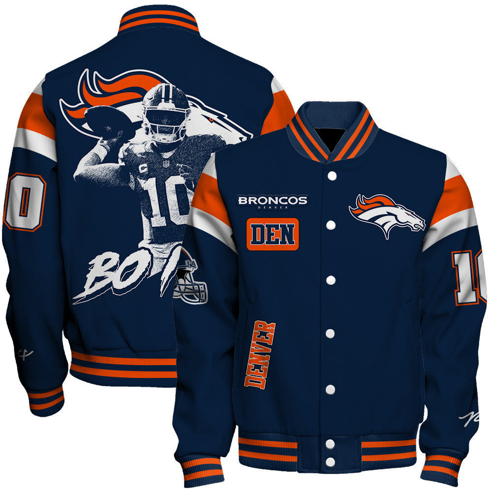 Bo Nix Denver Broncos NFL Retro Style Autographed Varsity Jacket