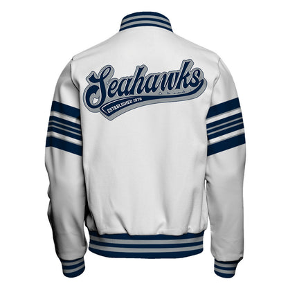 Seattle Seahawks Classic Colorway, Bold Embroidered Art Logo Details Varsity Jacket