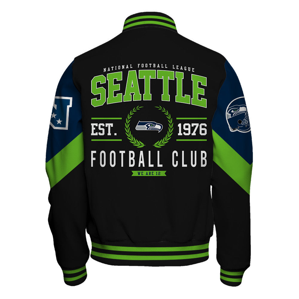 Seattle Seahawks Football Club Iconic Logo We Are 12 Varsity Jacket