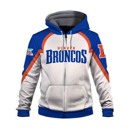 Denver Broncos Premium 2025 Cream Colorway 3D Zip Hoodie