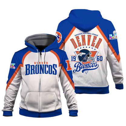 Denver Broncos Premium 2025 Cream Colorway 3D Zip Hoodie