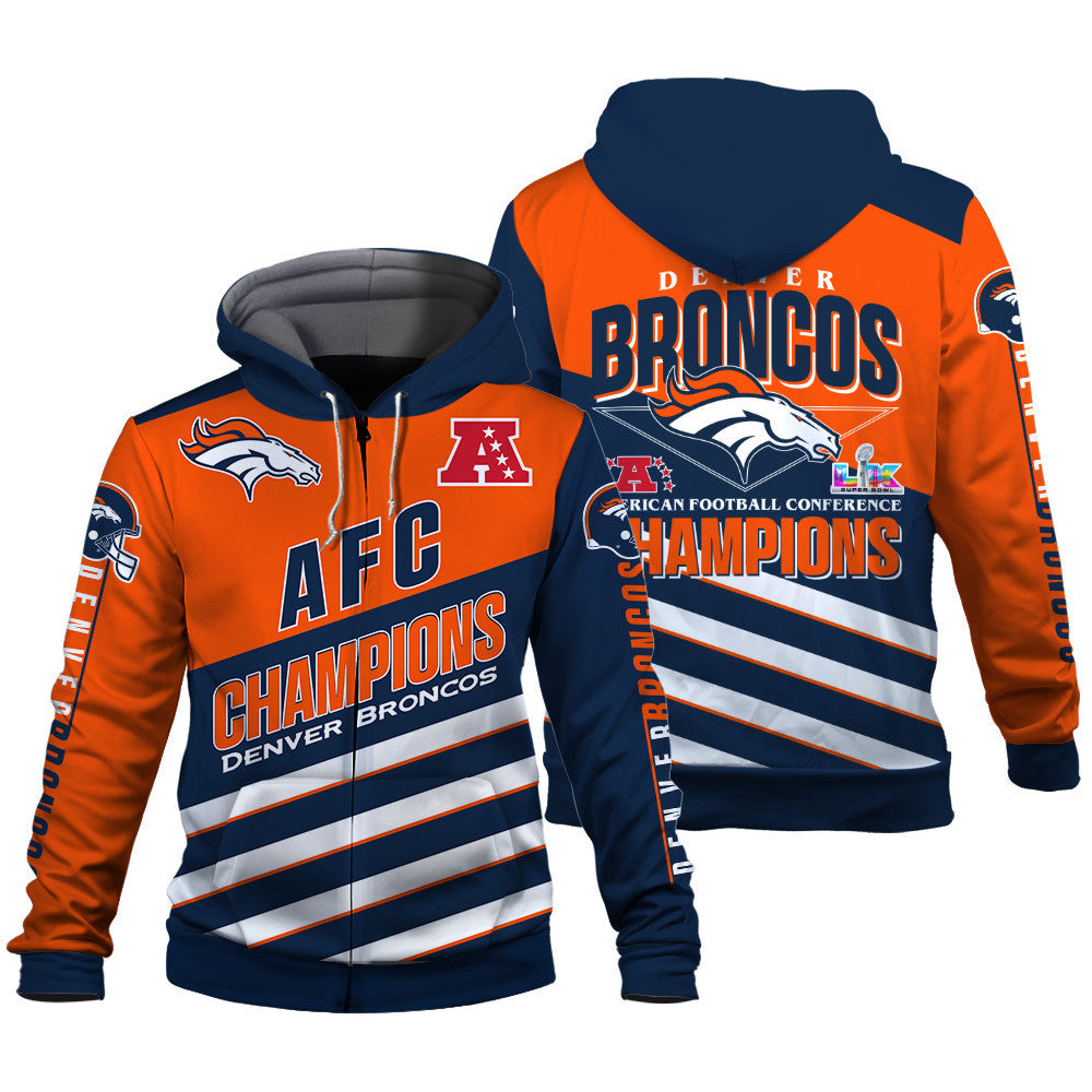Denver Broncos Limited Edition Honoring AFC Champions 2025 3D Zip Hoodie