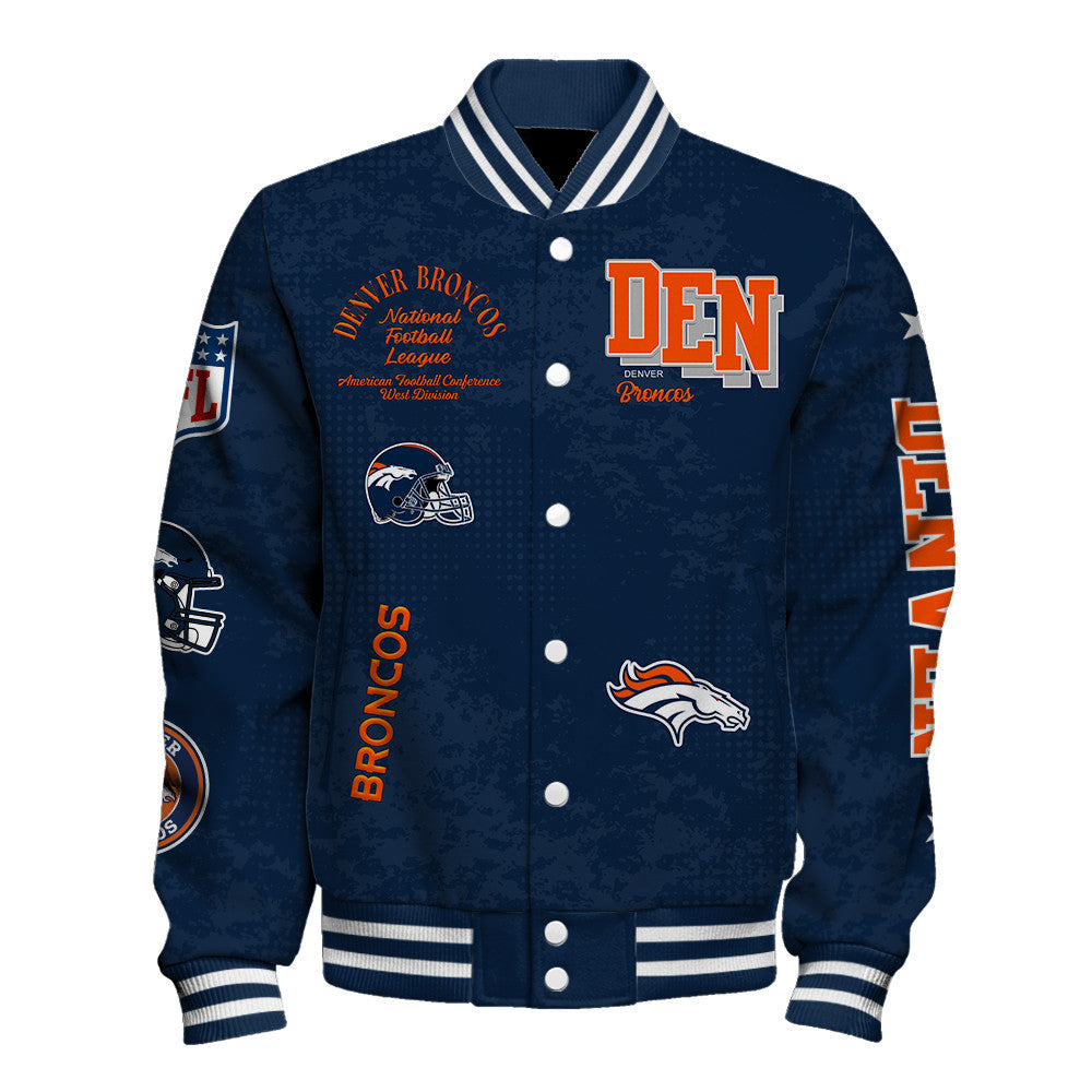NFL Denver Broncos Printed Team Logo Touchdown Varsity Jacket