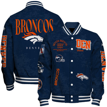 NFL Denver Broncos Printed Team Logo Touchdown Varsity Jacket