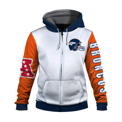 Denver Broncos Exclusive National Football League Graphic Design 3D Zip Hoodie
