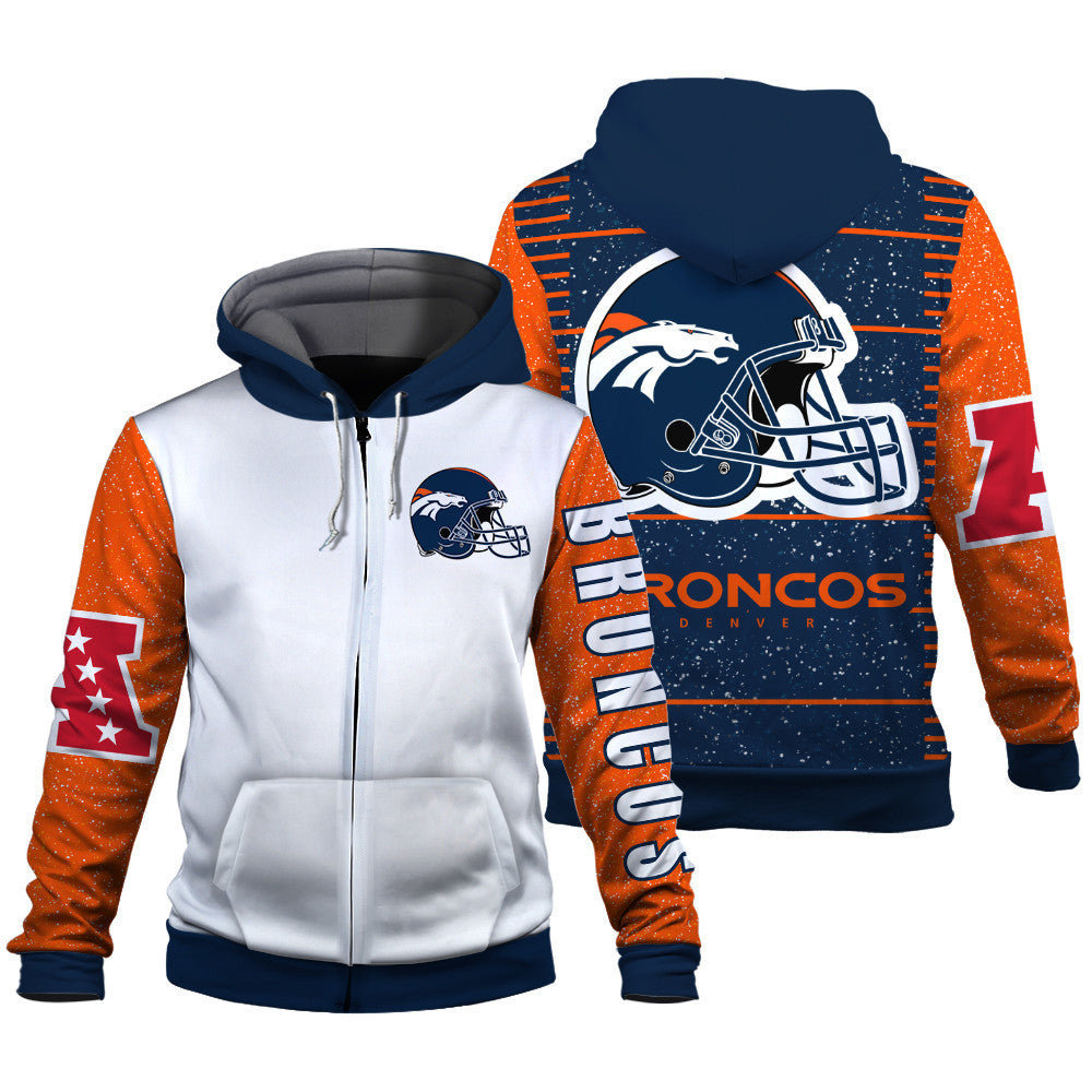 Denver Broncos Exclusive National Football League Graphic Design 3D Zip Hoodie
