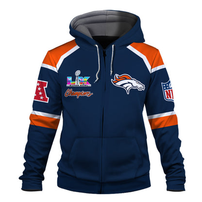Denver Broncos Super Bowl LX Champions They Chase - We Lead 3D Zip Hoodie