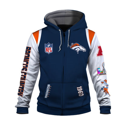 Denver Broncos 2025 Super Bowl Champions Unstoppable 3D Zip Hoodie