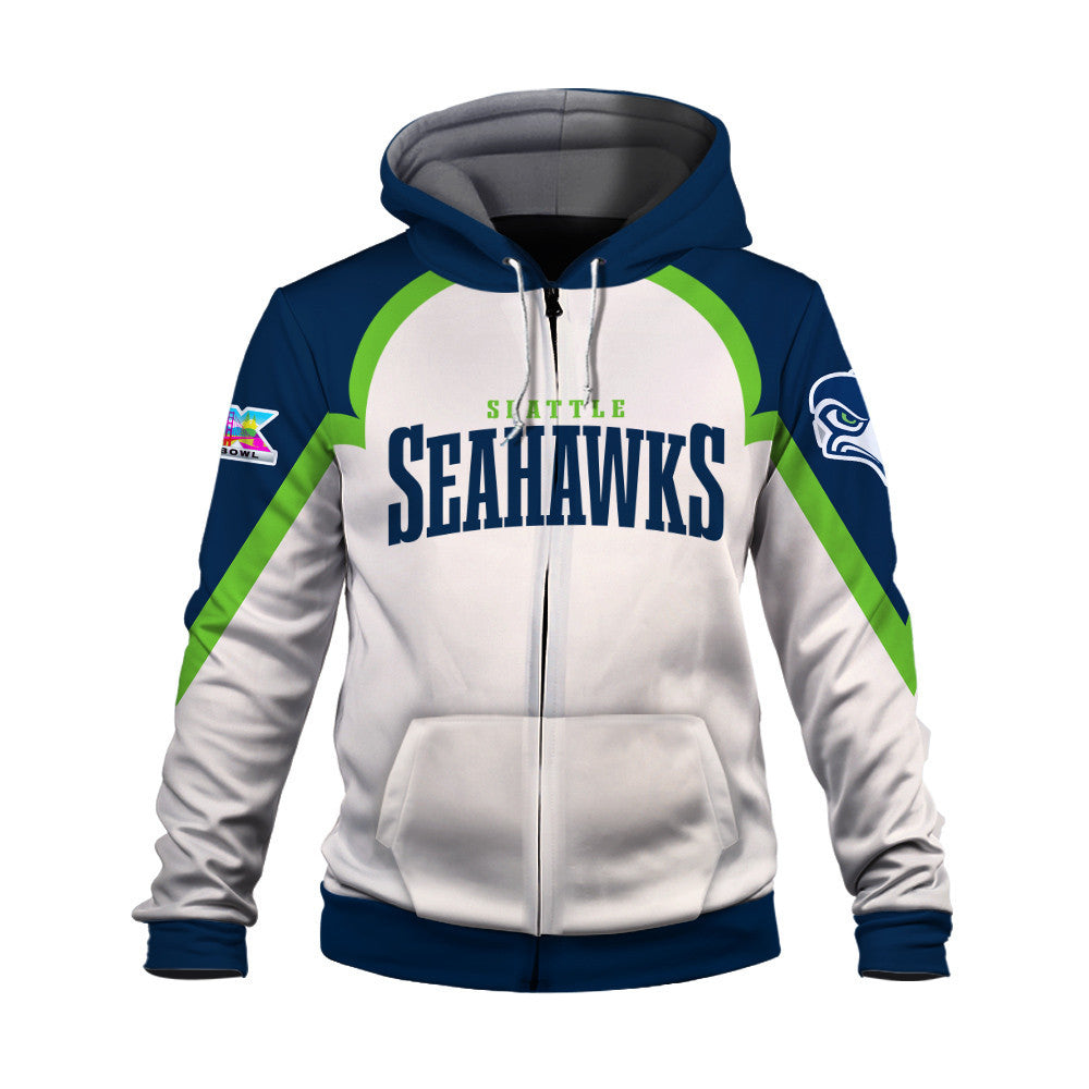Seattle Seahawks Premium 2025 Cream Colorway 3D Zip Hoodie