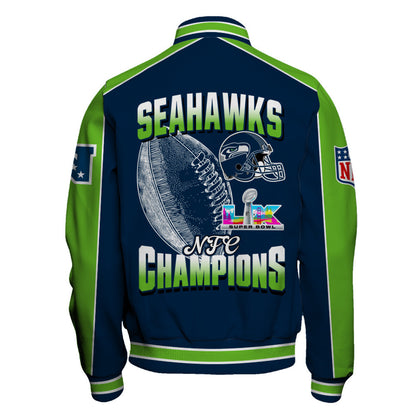 Seattle Seahawks Courage & Glory 2025 NFC Conference Champions Varsity Jacket