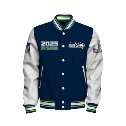 Seattle Seahawks 2025 NFC Champions: The "Seahawks Take NFC" Masterpiece Varsity Jacket
