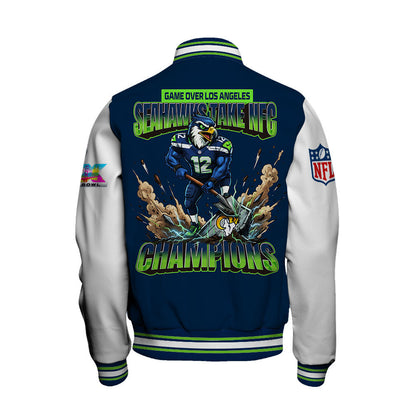 Seattle Seahawks 2025 NFC Champions: The "Seahawks Take NFC" Masterpiece Varsity Jacket