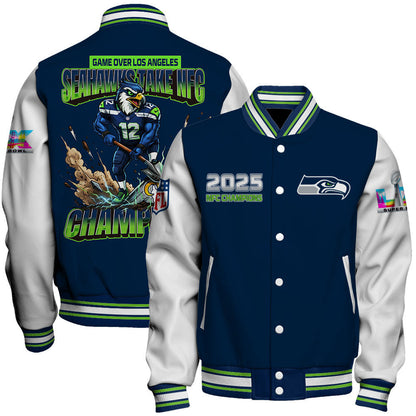 Seattle Seahawks 2025 NFC Champions: The "Seahawks Take NFC" Masterpiece Varsity Jacket