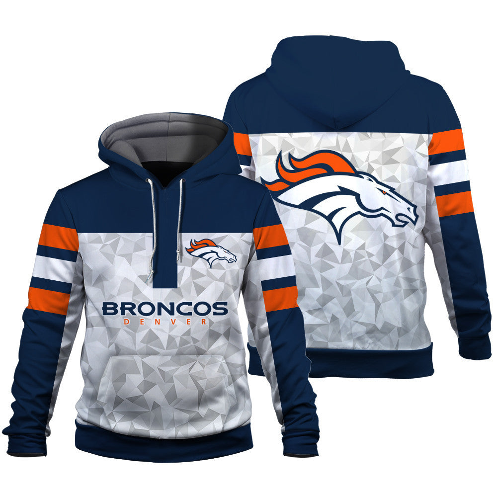 NFL Denver Broncos Game Day Essential White/Navy 3D Hoodie