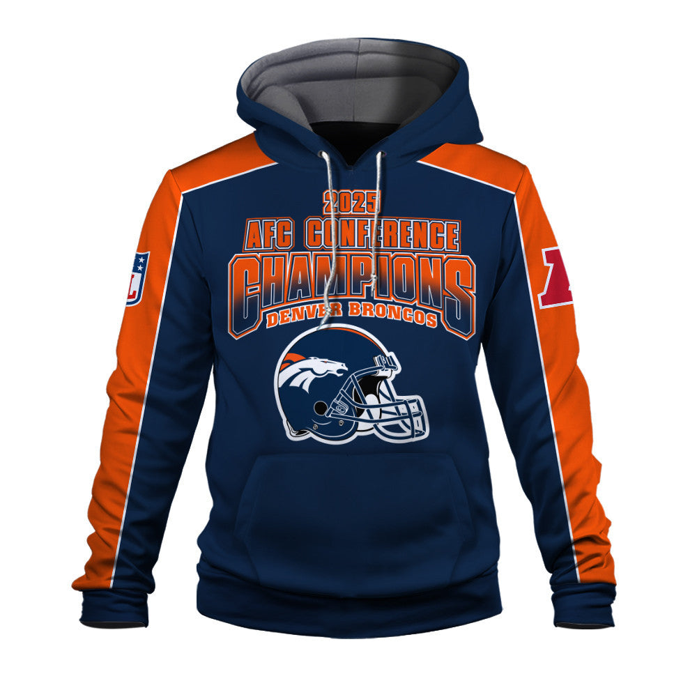 Denver Broncos Courage & Glory 2025 AFC Conference Champions 3D Hoodie