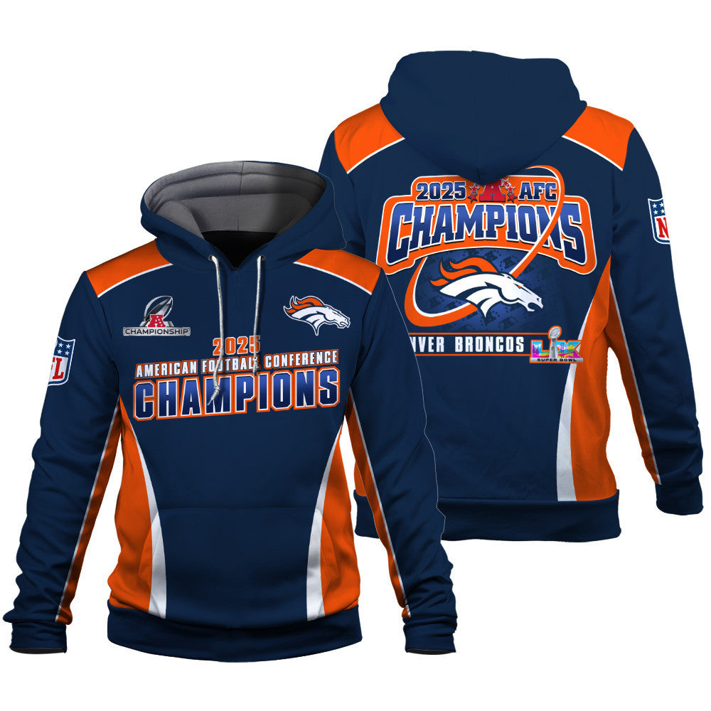 Denver Broncos 2025 AFC Champions – The Peak of Glory Is Back 3D Hoodie
