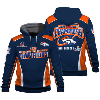 Denver Broncos 2025 AFC Champions – The Peak of Glory Is Back 3D Hoodie