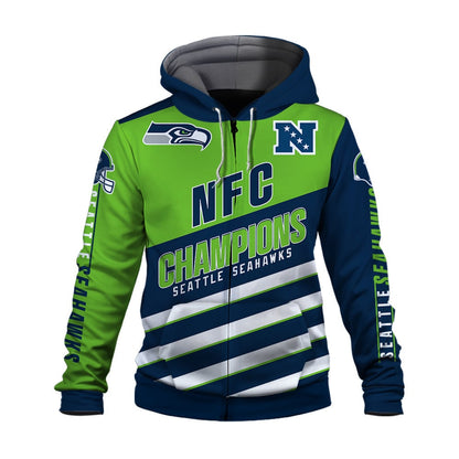 Seattle Seahawks Limited Edition Honoring NFC Champions 2025 3D Zip Hoodie